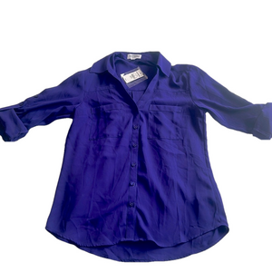 Express Portofino Shirt Long Sleeve Blouse Royal Purple Women's Size X-Small